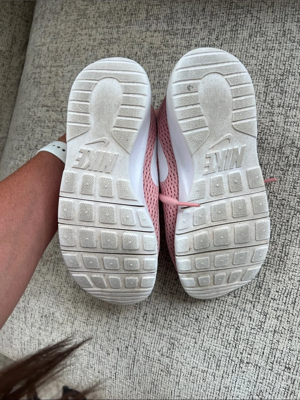 Nike Kids Pink Mesh Athletic Sneakers with White Swoosh